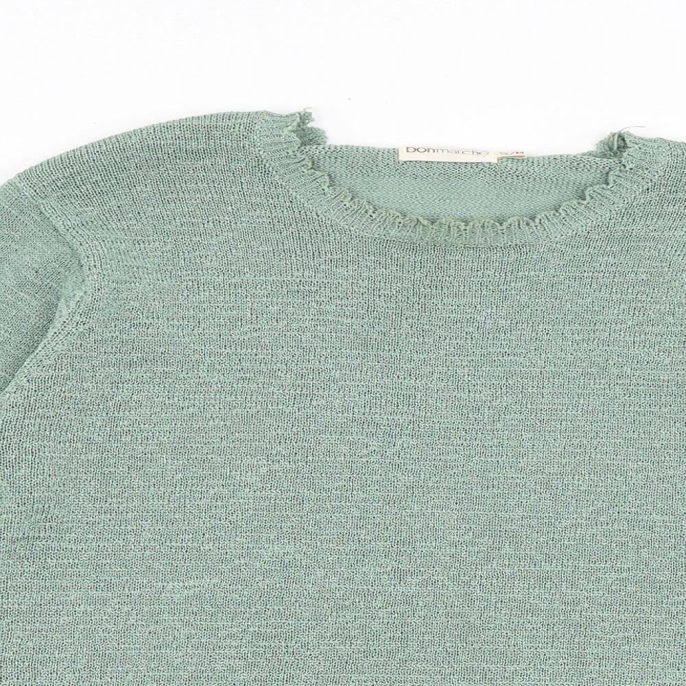 Bonmarché Womens Green Round Neck Polyester Pullover Jumper Size S
