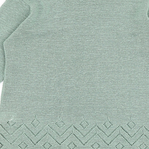 Bonmarché Womens Green Round Neck Polyester Pullover Jumper Size S