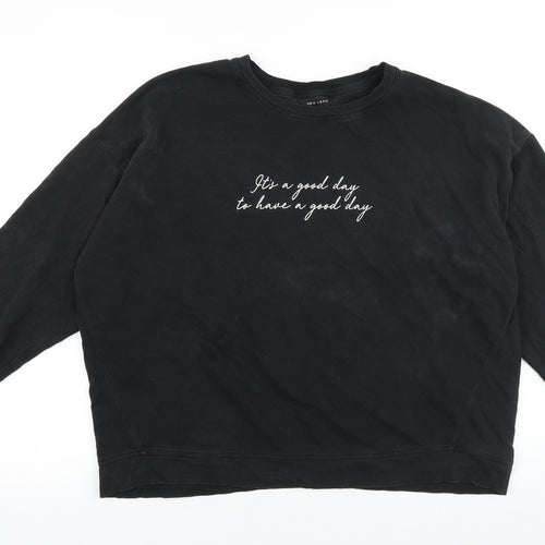 New Look Womens Black Cotton Pullover Sweatshirt Size L Pullover - It's a good day to have a good day