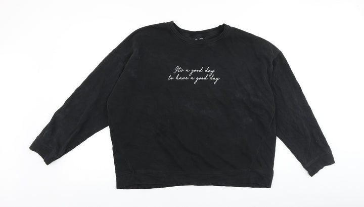 New Look Womens Black Cotton Pullover Sweatshirt Size L Pullover - It's a good day to have a good day