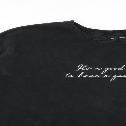 New Look Womens Black Cotton Pullover Sweatshirt Size L Pullover - It's a good day to have a good day