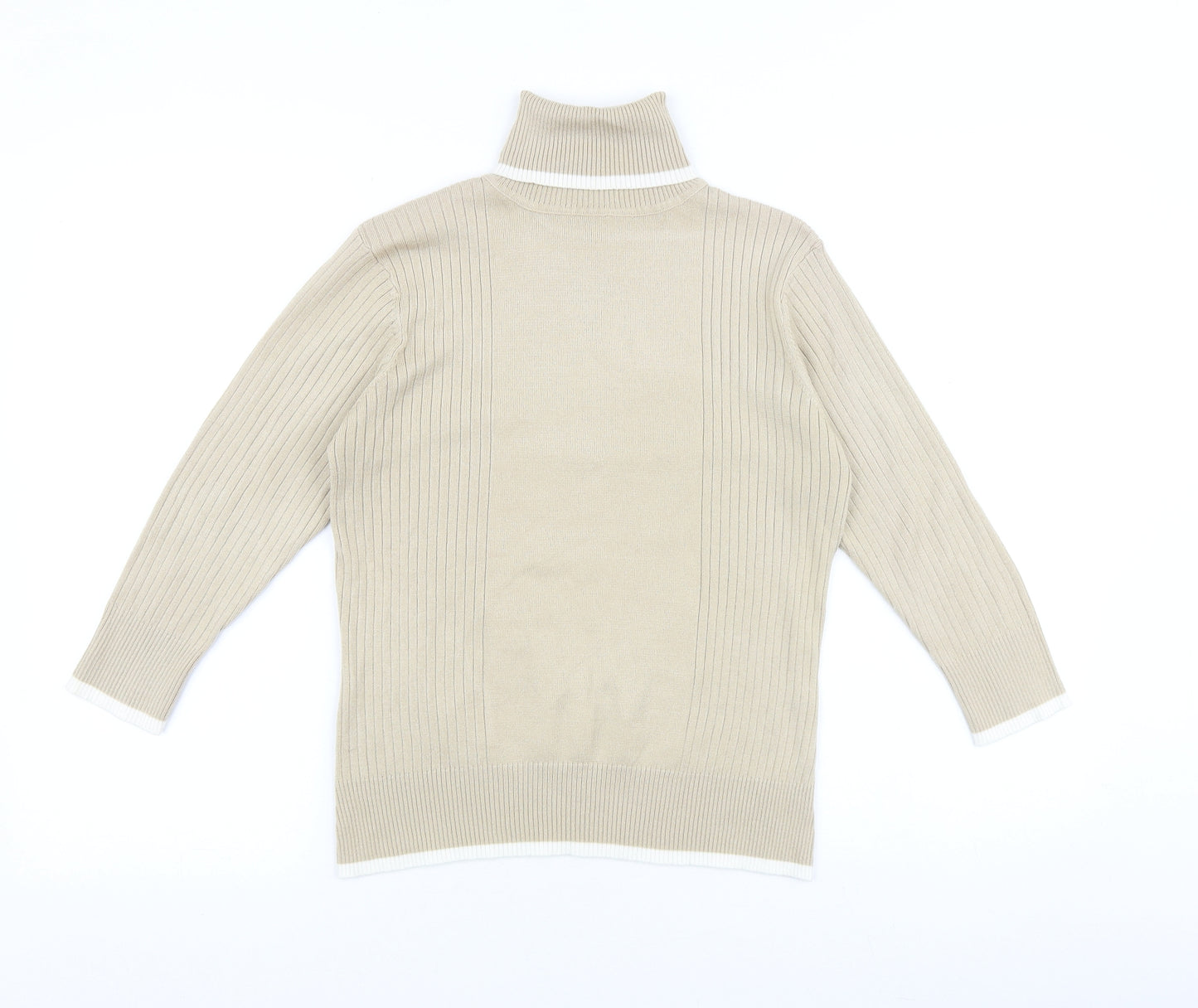 New Look Womens Beige High Neck Acrylic Pullover Jumper Size 14
