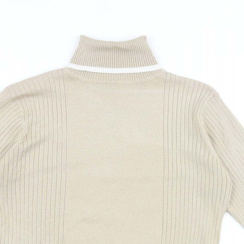 New Look Womens Beige High Neck Acrylic Pullover Jumper Size 14