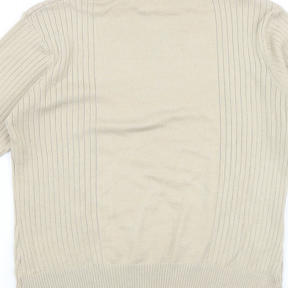 New Look Womens Beige High Neck Acrylic Pullover Jumper Size 14