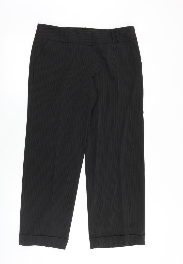 Dorothy Perkins Womens Brown Striped Polyester Trousers Size 12 Regular Zip