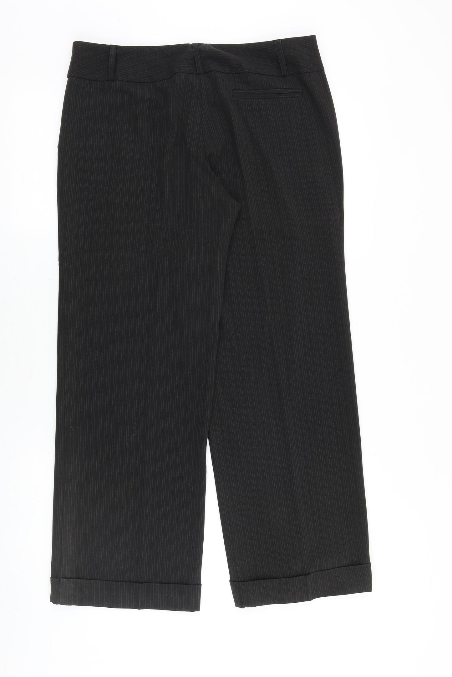 Dorothy Perkins Womens Brown Striped Polyester Trousers Size 12 Regular Zip