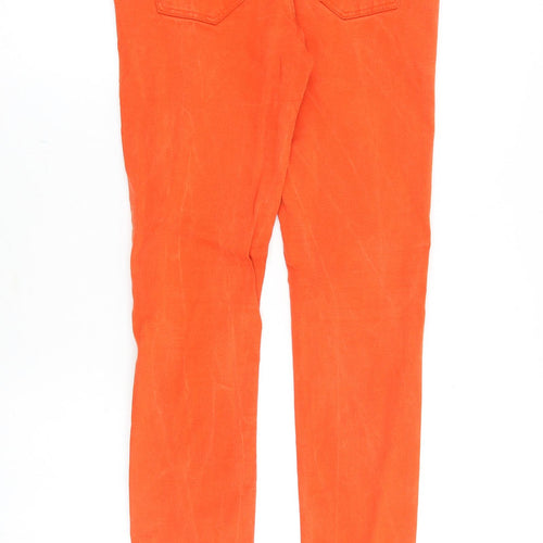 Zara Womens Orange Cotton Skinny Jeans Size 10 Slim Zip