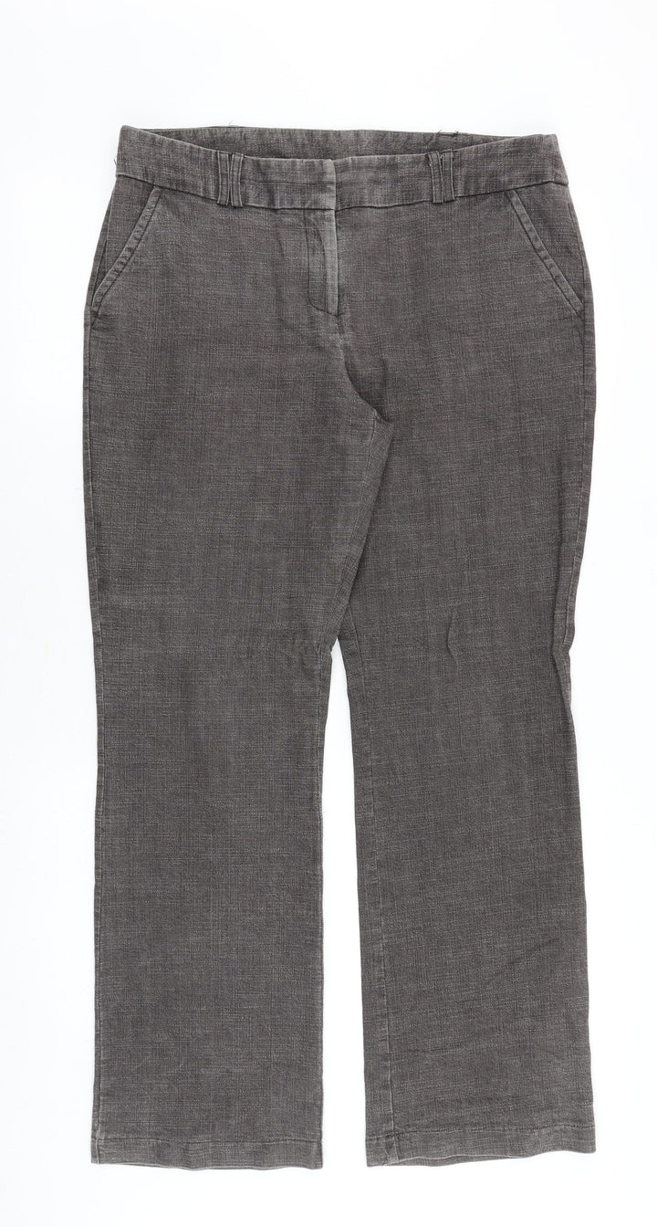 Principles Womens Grey Cotton Trousers Size 34 in Regular Zip