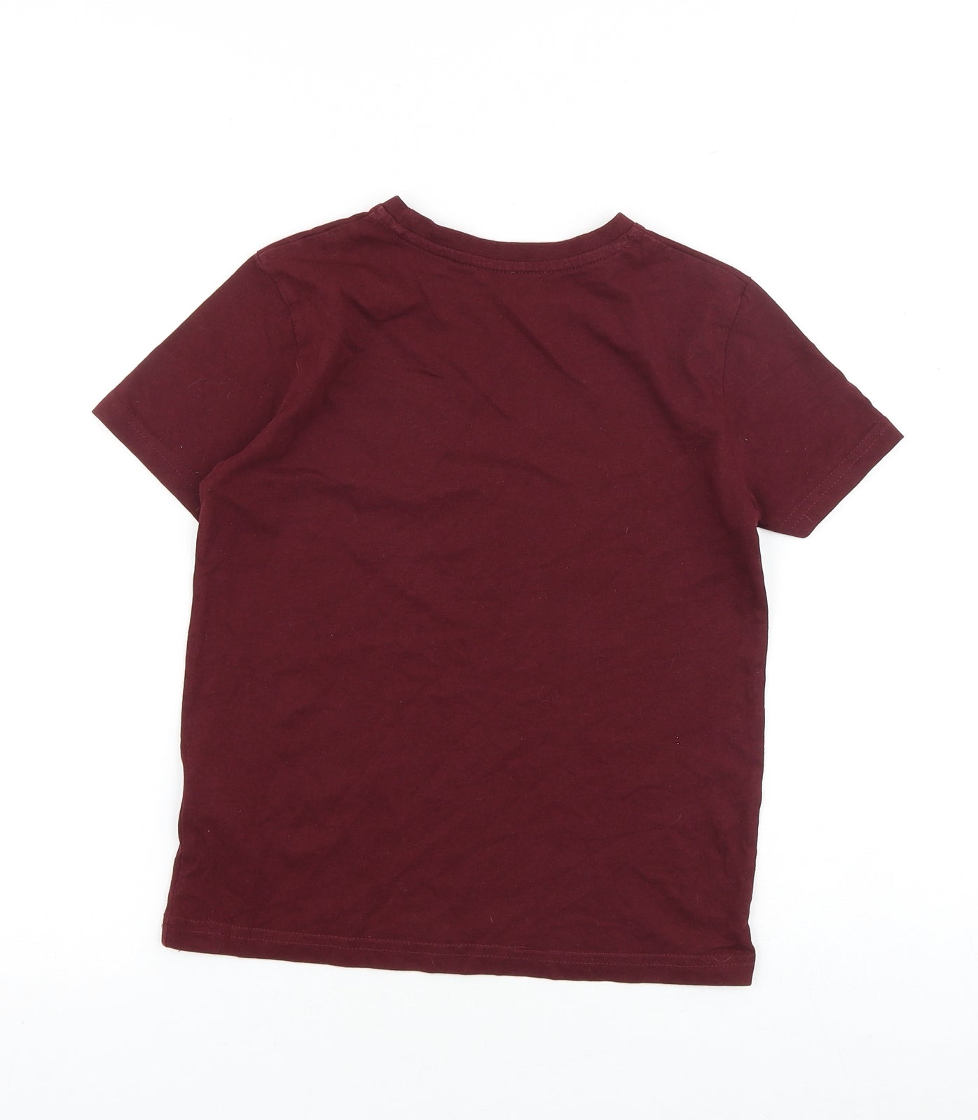 Primark Boys Red 100% Cotton Basic T-Shirt Size 7-8 Years Round Neck Pullover - Original Streetwear