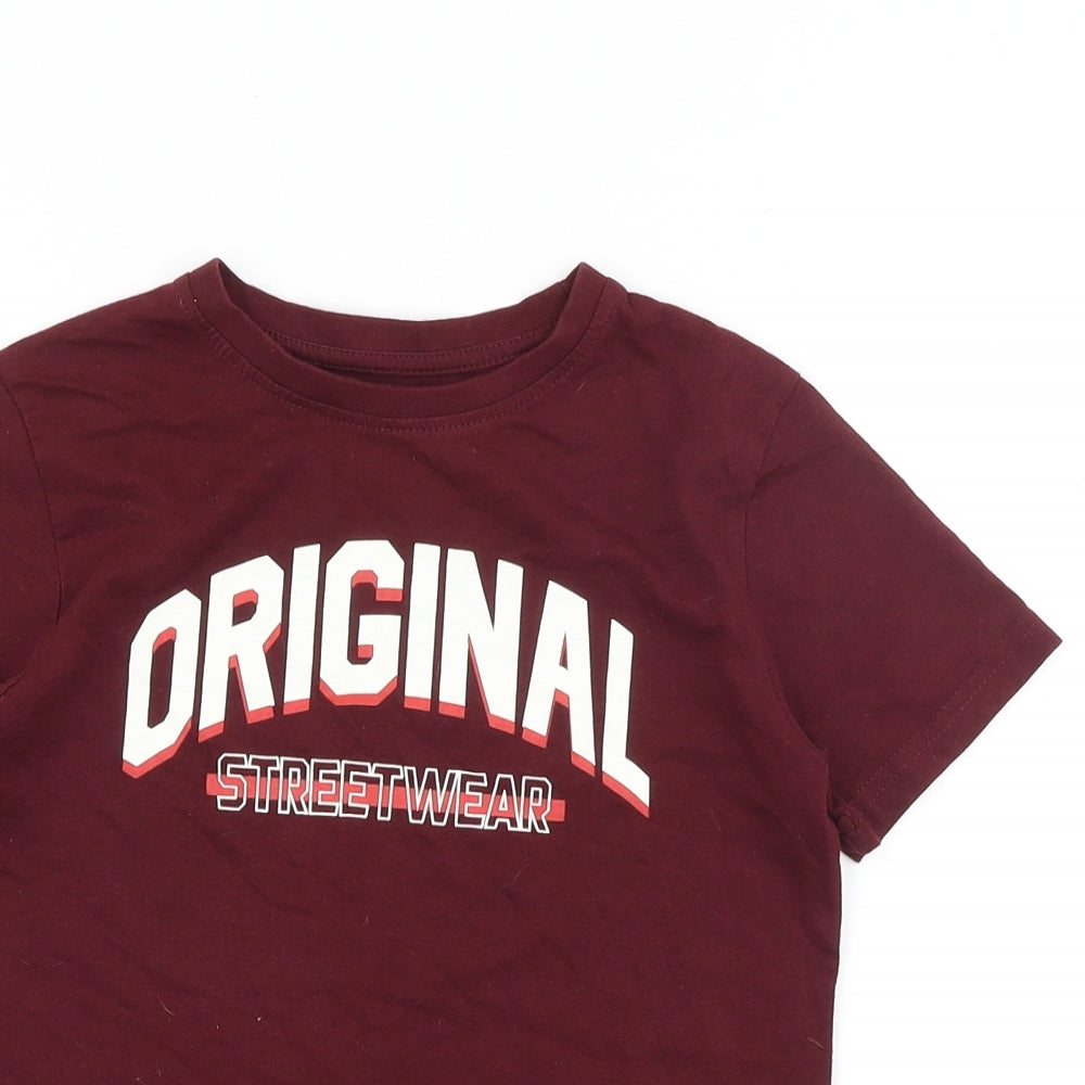 Primark Boys Red 100% Cotton Basic T-Shirt Size 7-8 Years Round Neck Pullover - Original Streetwear