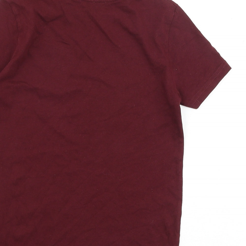 Primark Boys Red 100% Cotton Basic T-Shirt Size 7-8 Years Round Neck Pullover - Original Streetwear