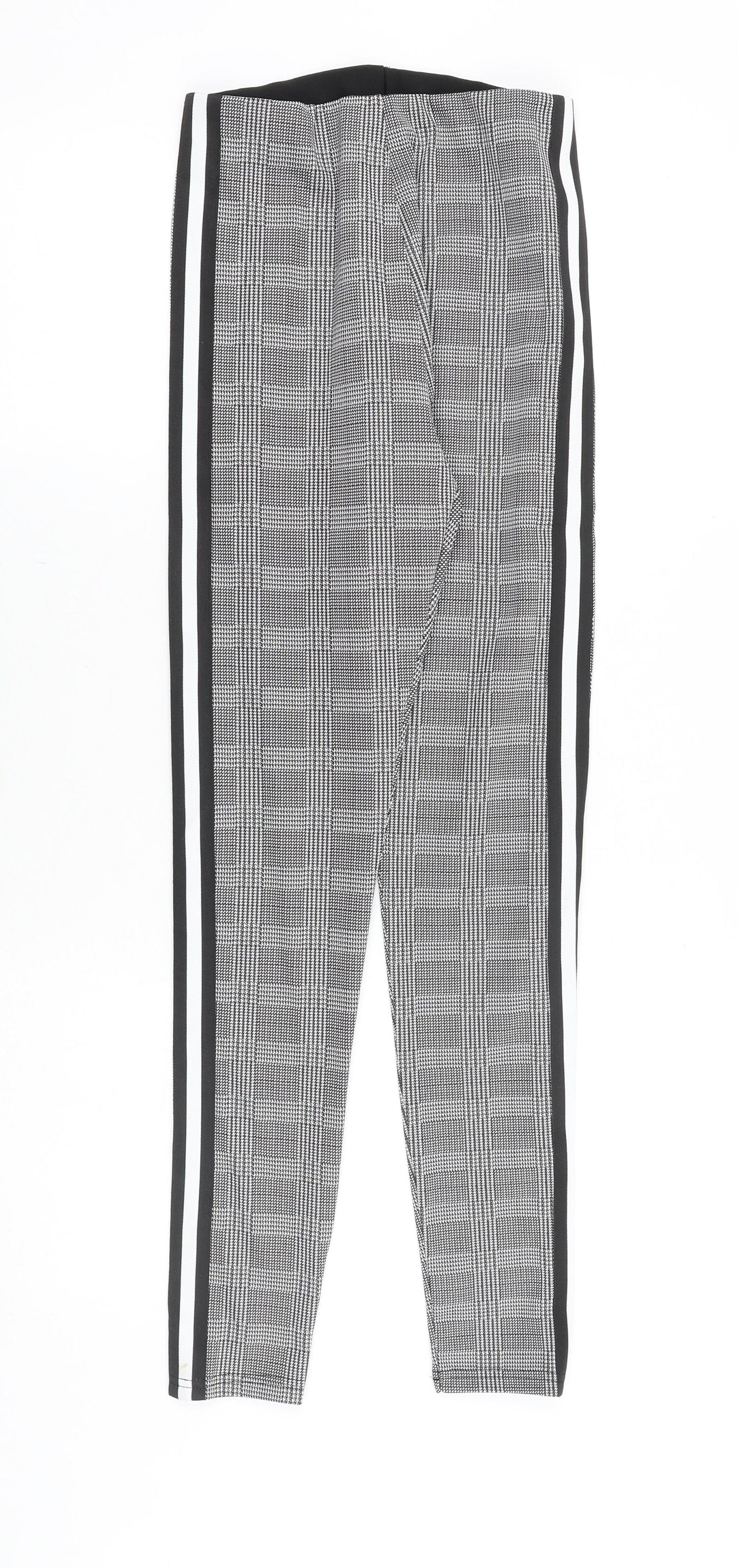 Preworn Womens Black Plaid Cotton Trousers Size S Slim