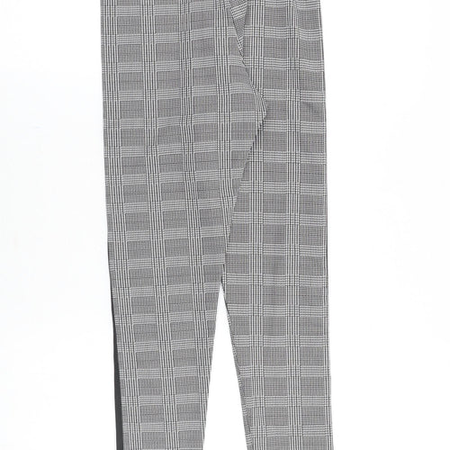 Preworn Womens Black Plaid Cotton Trousers Size S Slim