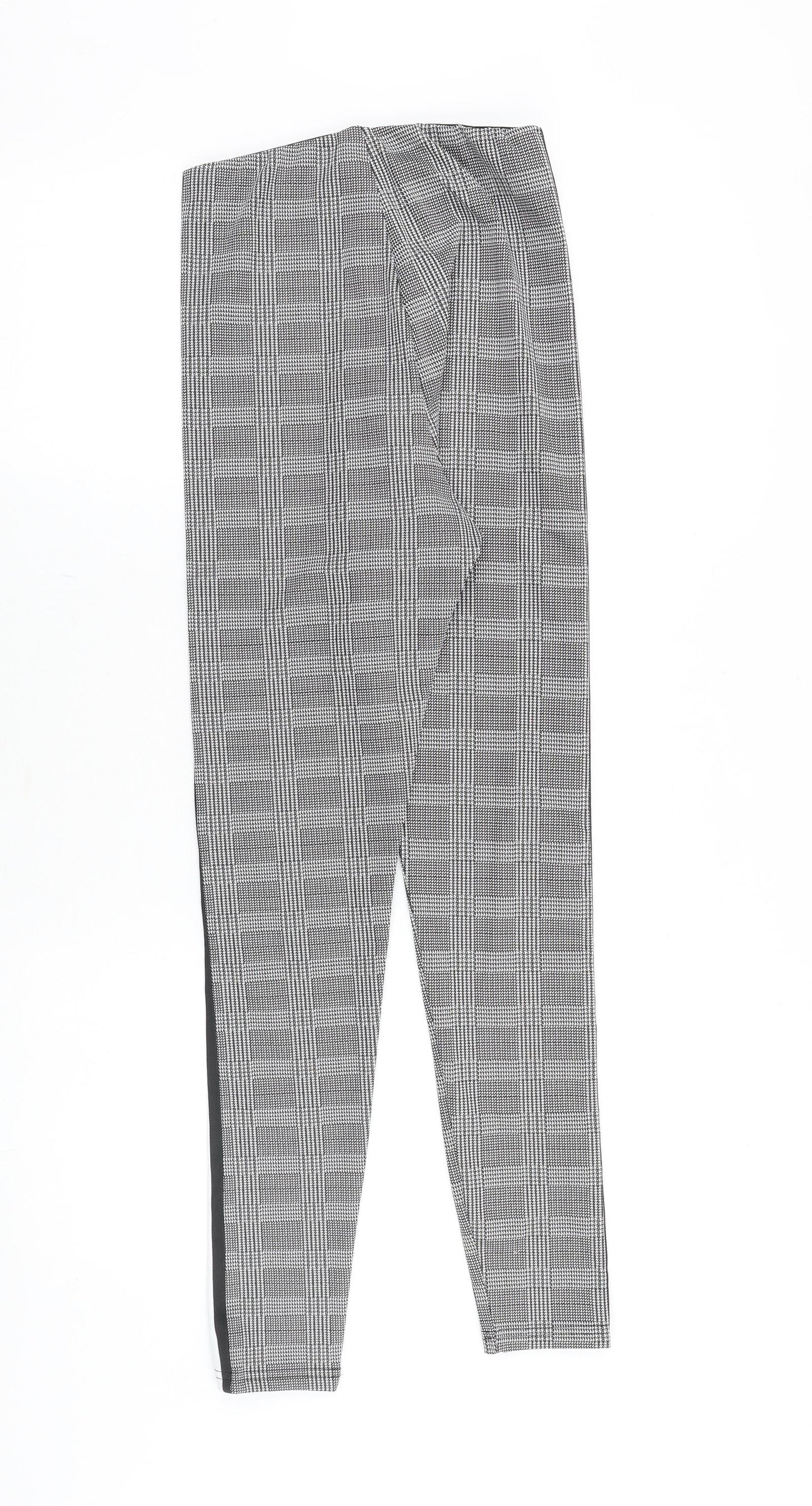 Preworn Womens Black Plaid Cotton Trousers Size S Slim