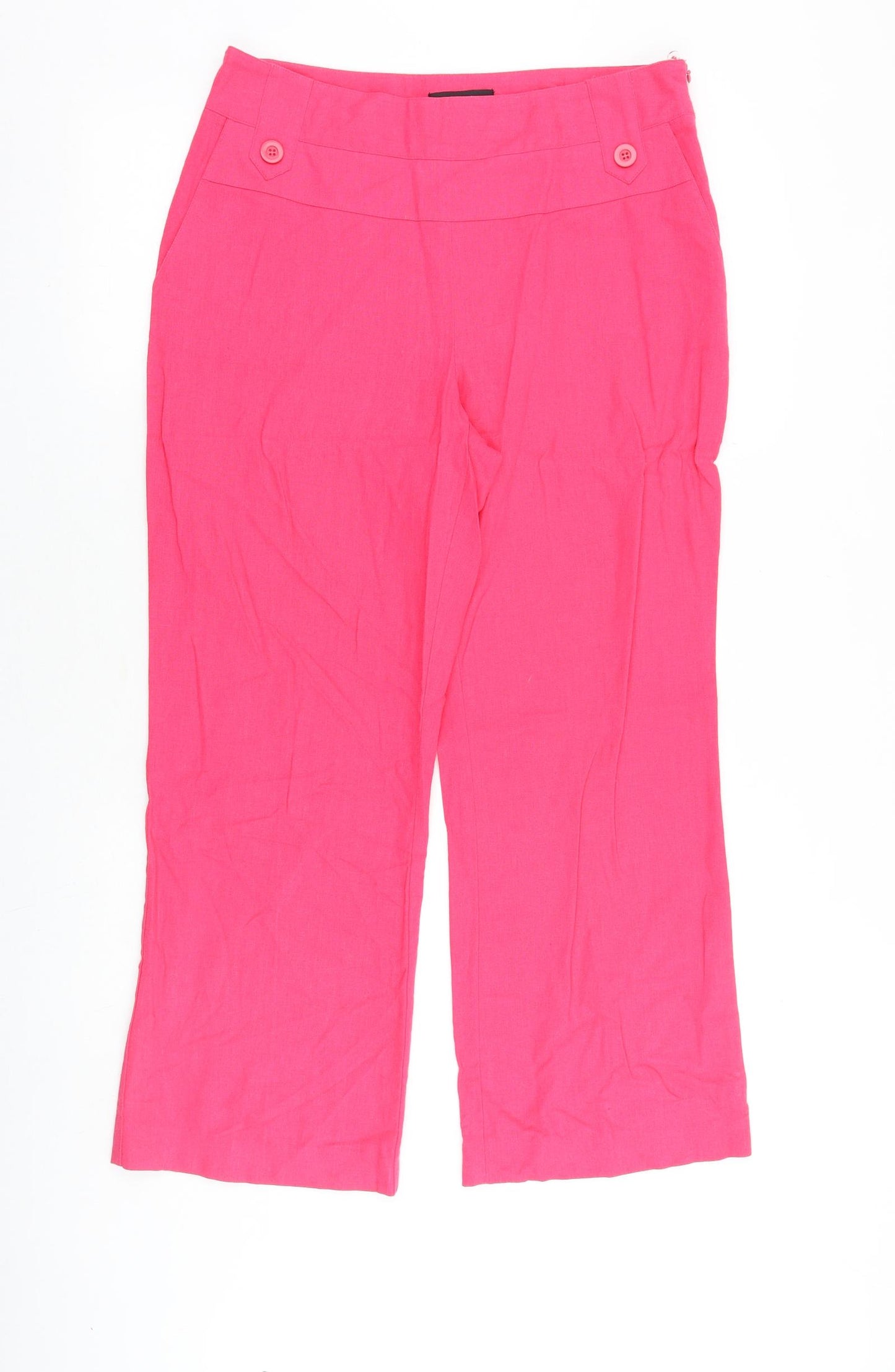 Papaya Womens Pink Linen Trousers Size 12 Regular Zip