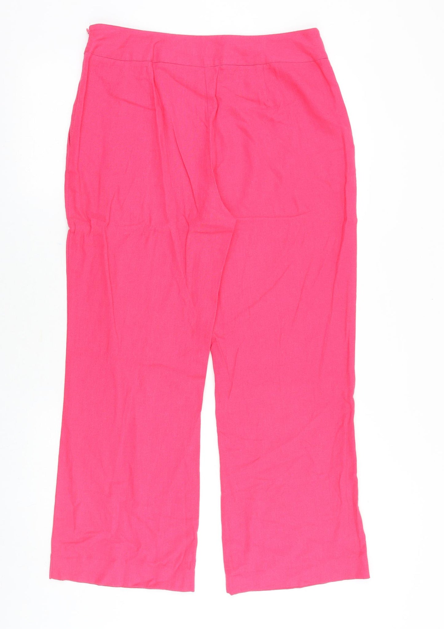 Papaya Womens Pink Linen Trousers Size 12 Regular Zip