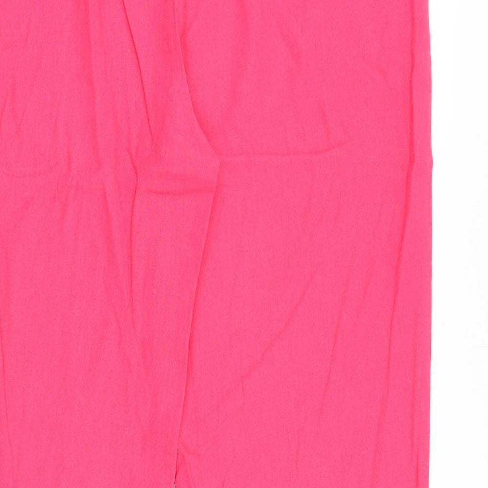 Papaya Womens Pink Linen Trousers Size 12 Regular Zip