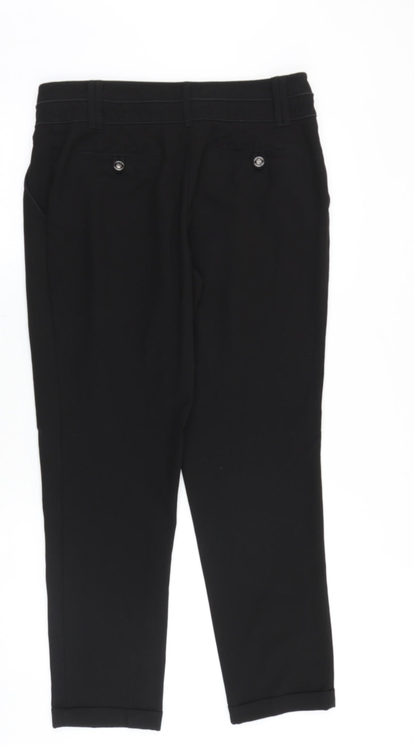 NEXT Womens Black Cotton Chino Trousers Size 10 Regular Zip