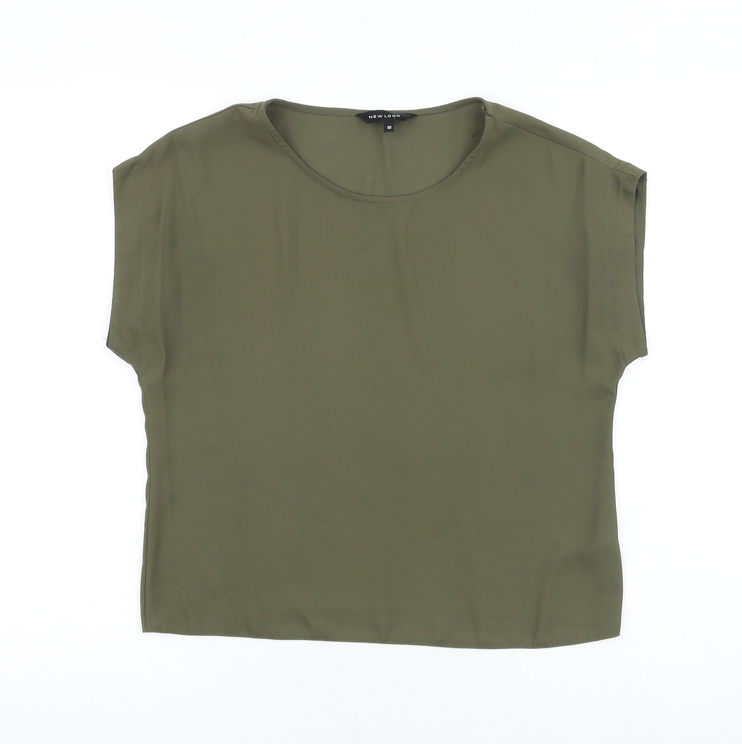 New Look Womens Green Polyester Basic Blouse Size 10 Scoop Neck