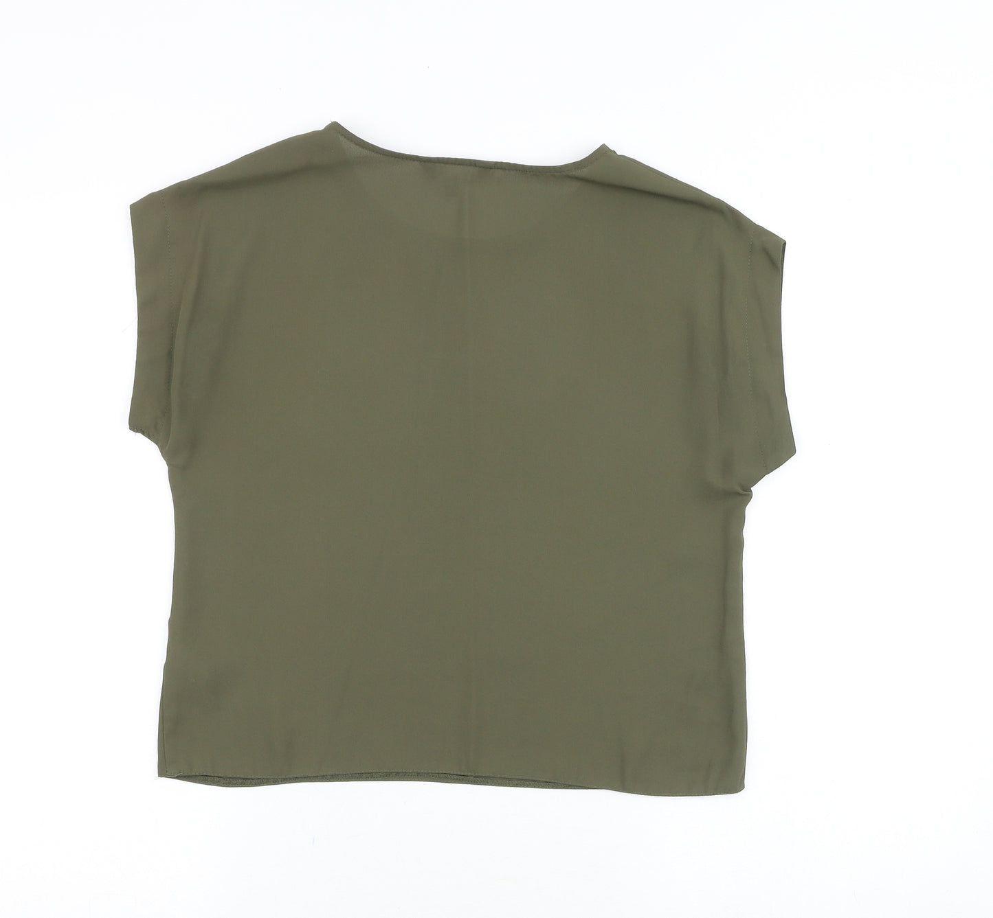 New Look Womens Green Polyester Basic Blouse Size 10 Scoop Neck