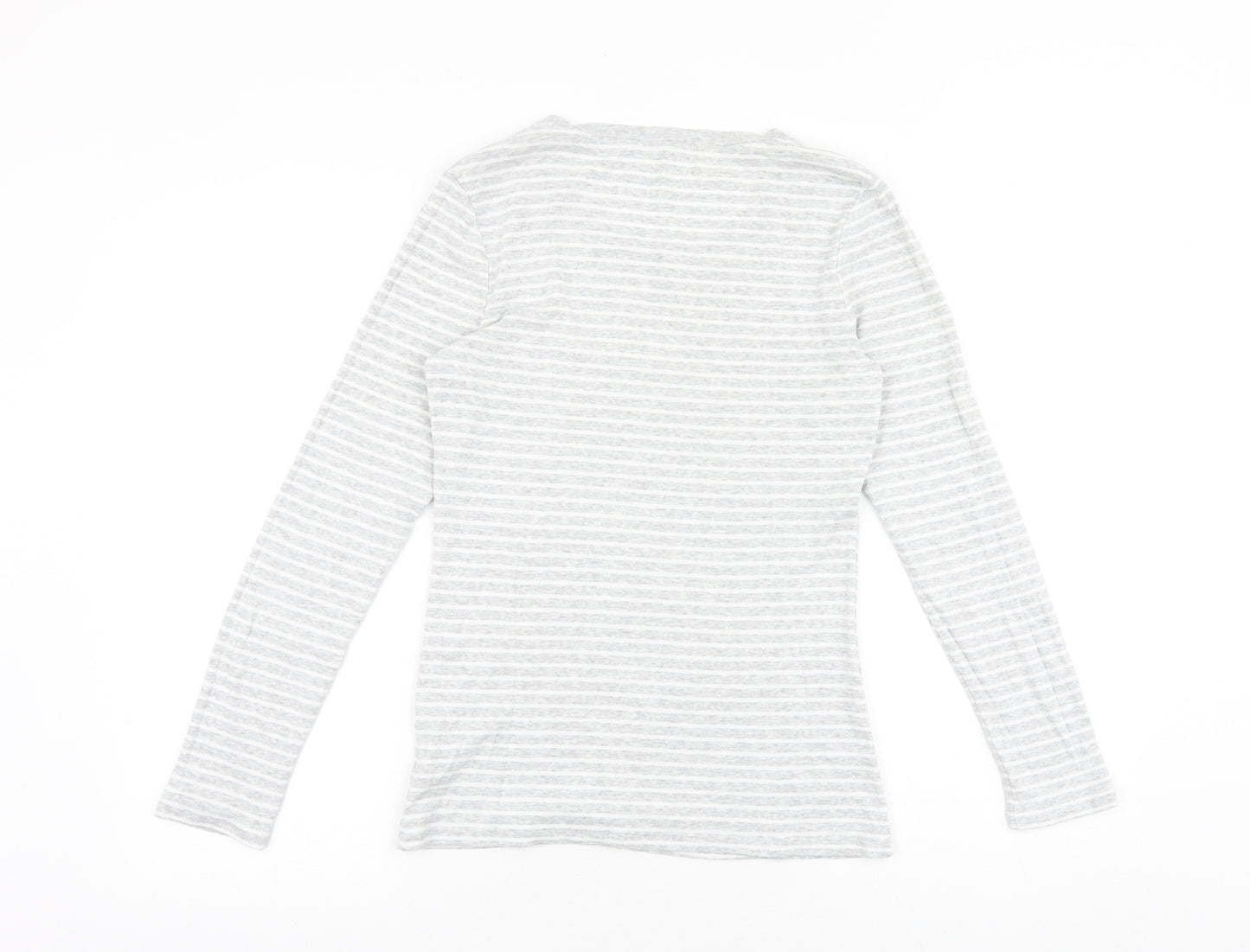 Gap Womens Grey Striped 100% Cotton Basic T-Shirt Size M Scoop Neck