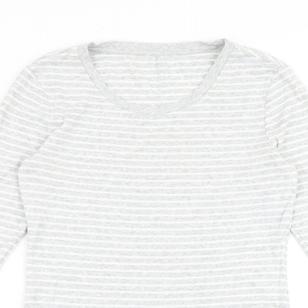 Gap Womens Grey Striped 100% Cotton Basic T-Shirt Size M Scoop Neck