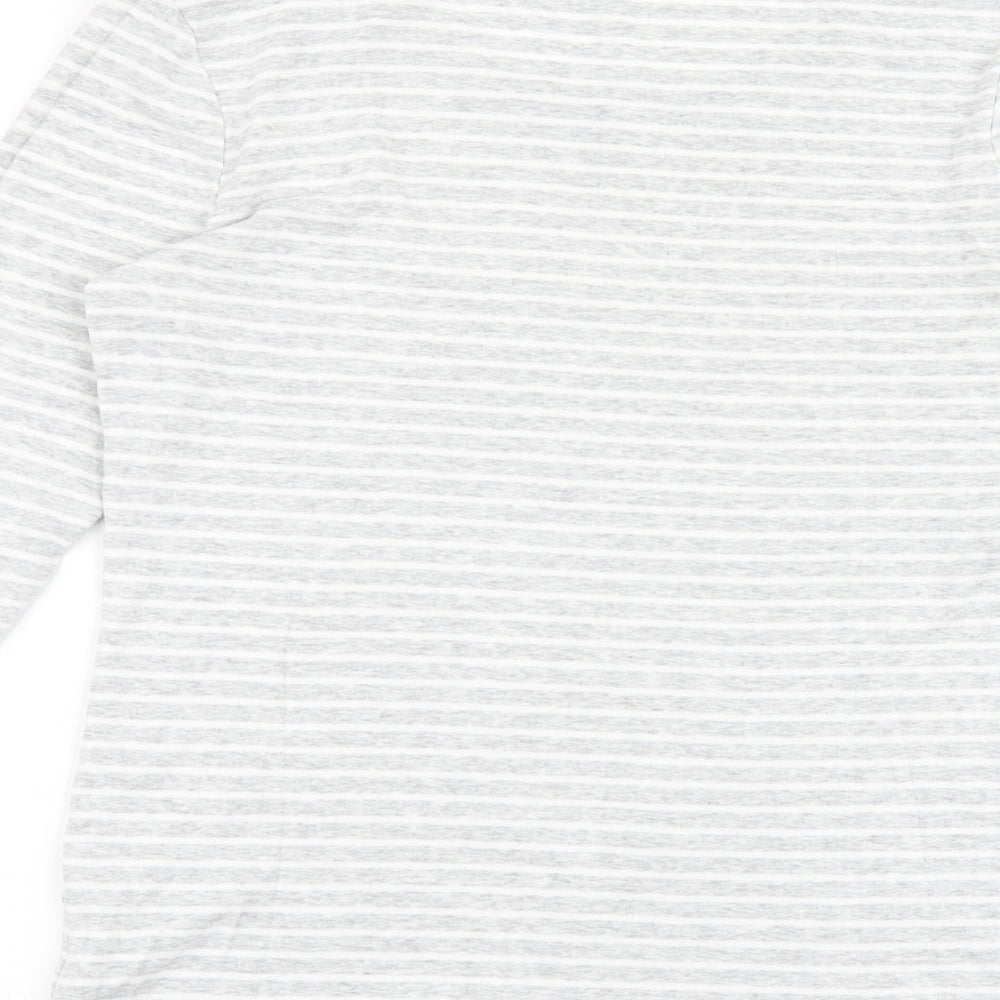 Gap Womens Grey Striped 100% Cotton Basic T-Shirt Size M Scoop Neck