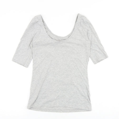 H&M Womens Grey Cotton Basic T-Shirt Size S Scoop Neck - Stockholm Tokyo Berlin