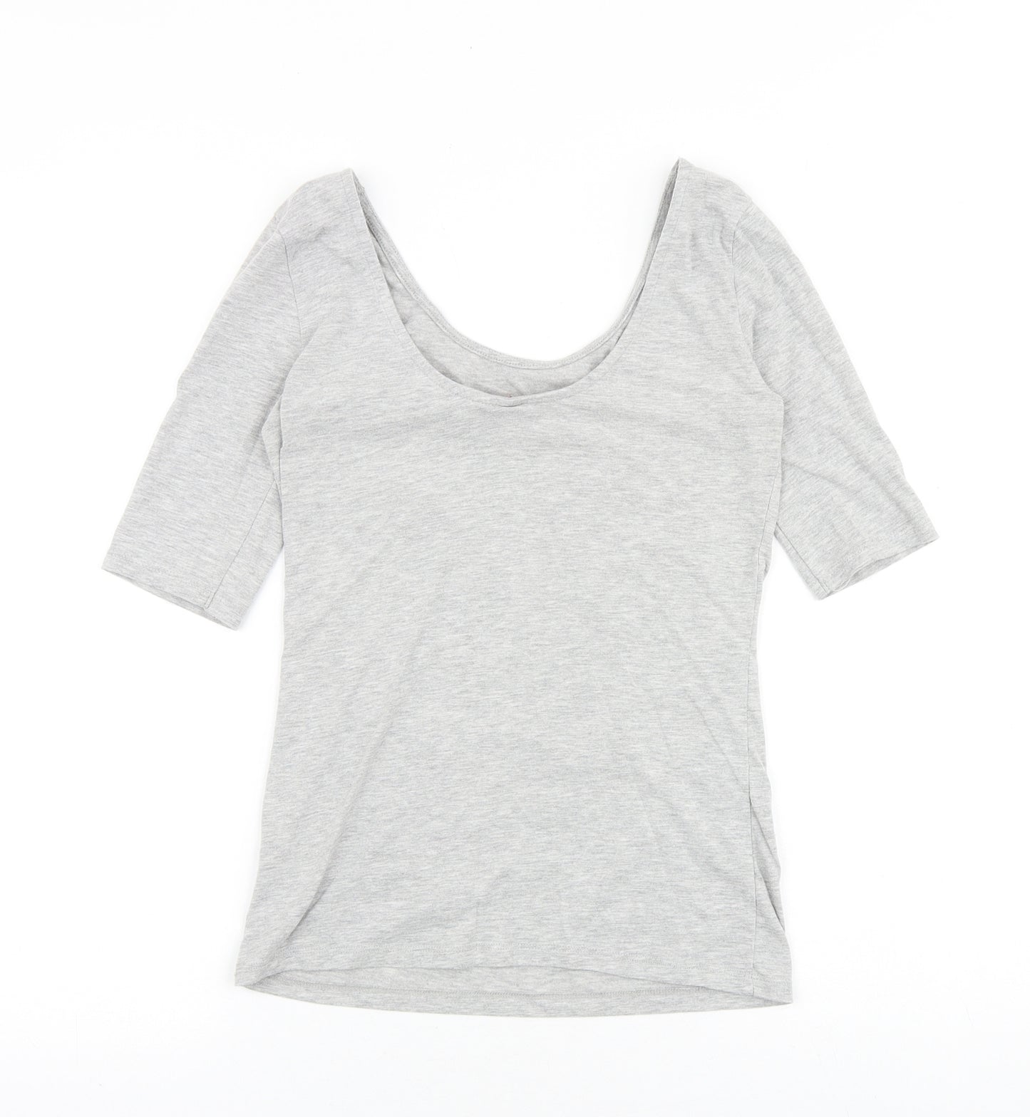 H&M Womens Grey Cotton Basic T-Shirt Size S Scoop Neck - Stockholm Tokyo Berlin
