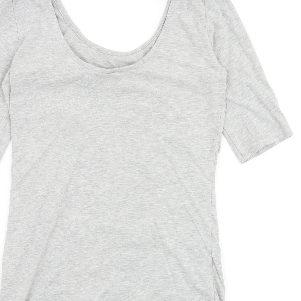 H&M Womens Grey Cotton Basic T-Shirt Size S Scoop Neck - Stockholm Tokyo Berlin