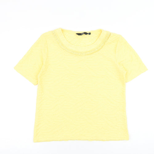EWM Womens Yellow 100% Cotton Basic T-Shirt Size S Scoop Neck