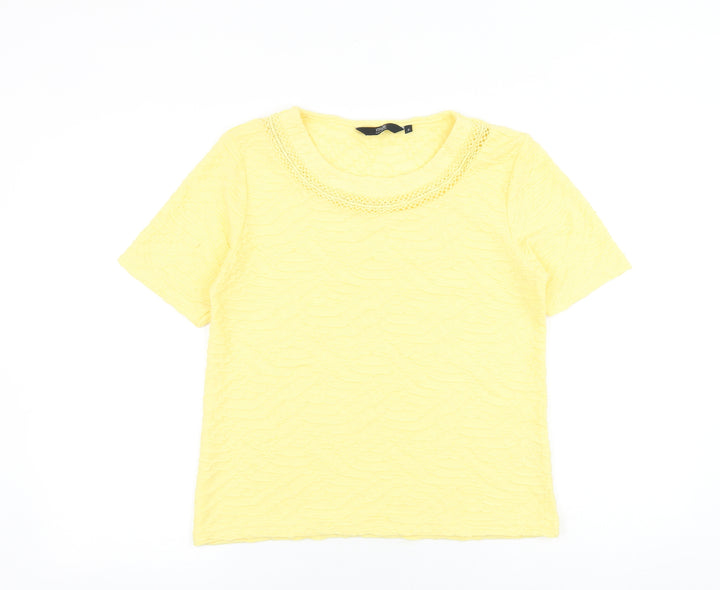 EWM Womens Yellow 100% Cotton Basic T-Shirt Size S Scoop Neck