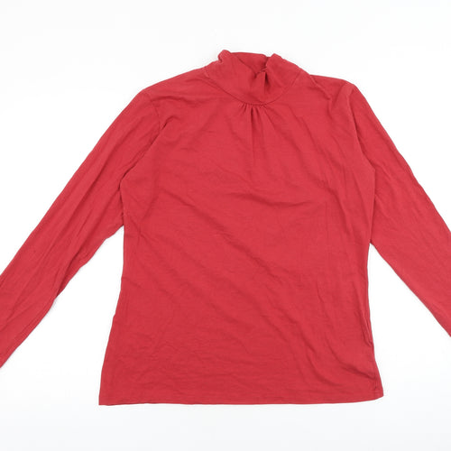 atlasforwomen Womens Red 100% Cotton Basic T-Shirt Size 12 Mock Neck