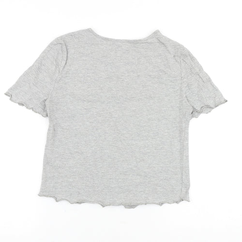Select Womens Grey Cotton Basic T-Shirt Size M Round Neck - Too Cute To Care
