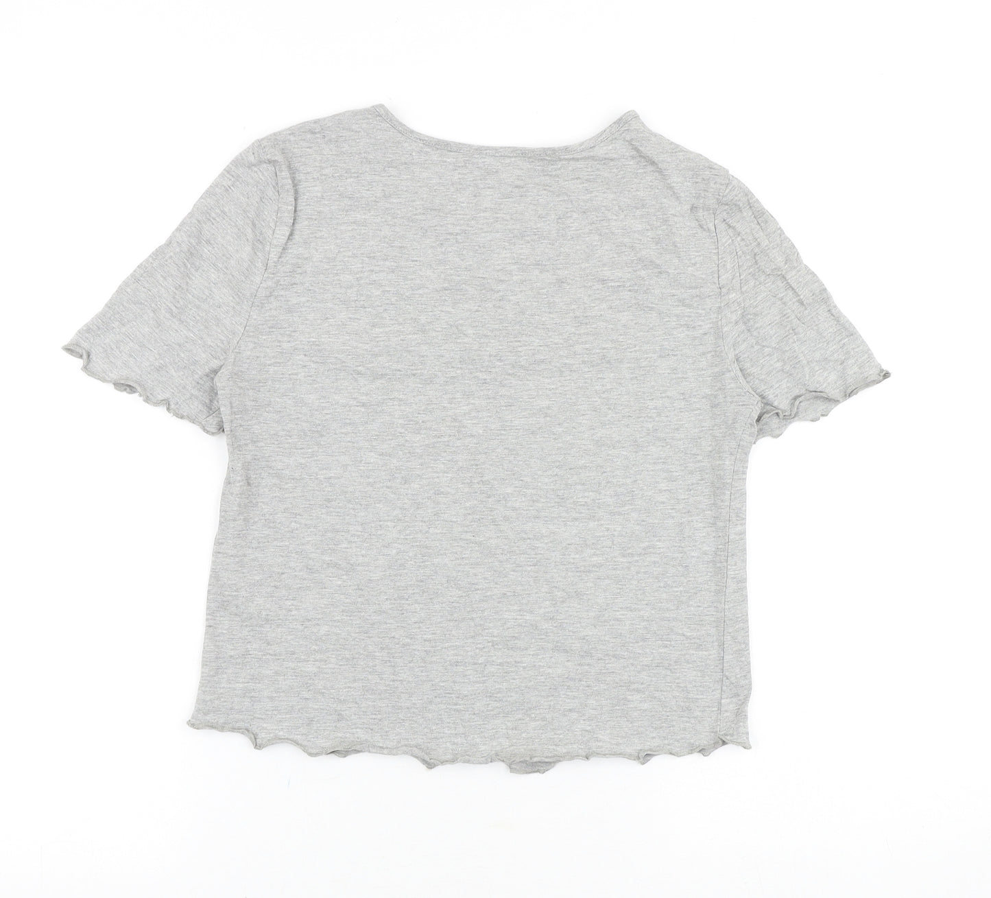 Select Womens Grey Cotton Basic T-Shirt Size M Round Neck - Too Cute To Care
