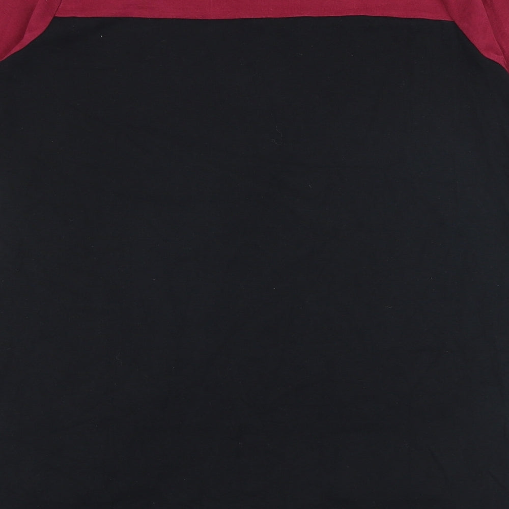 BHS Womens Black Geometric 100% Cotton Tunic Blouse Size 16 Round Neck