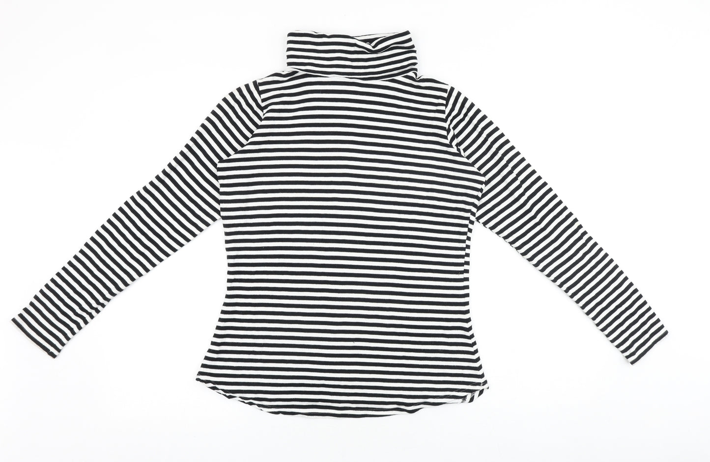 Joules Womens Black Striped Viscose Basic T-Shirt Size 10 Roll Neck