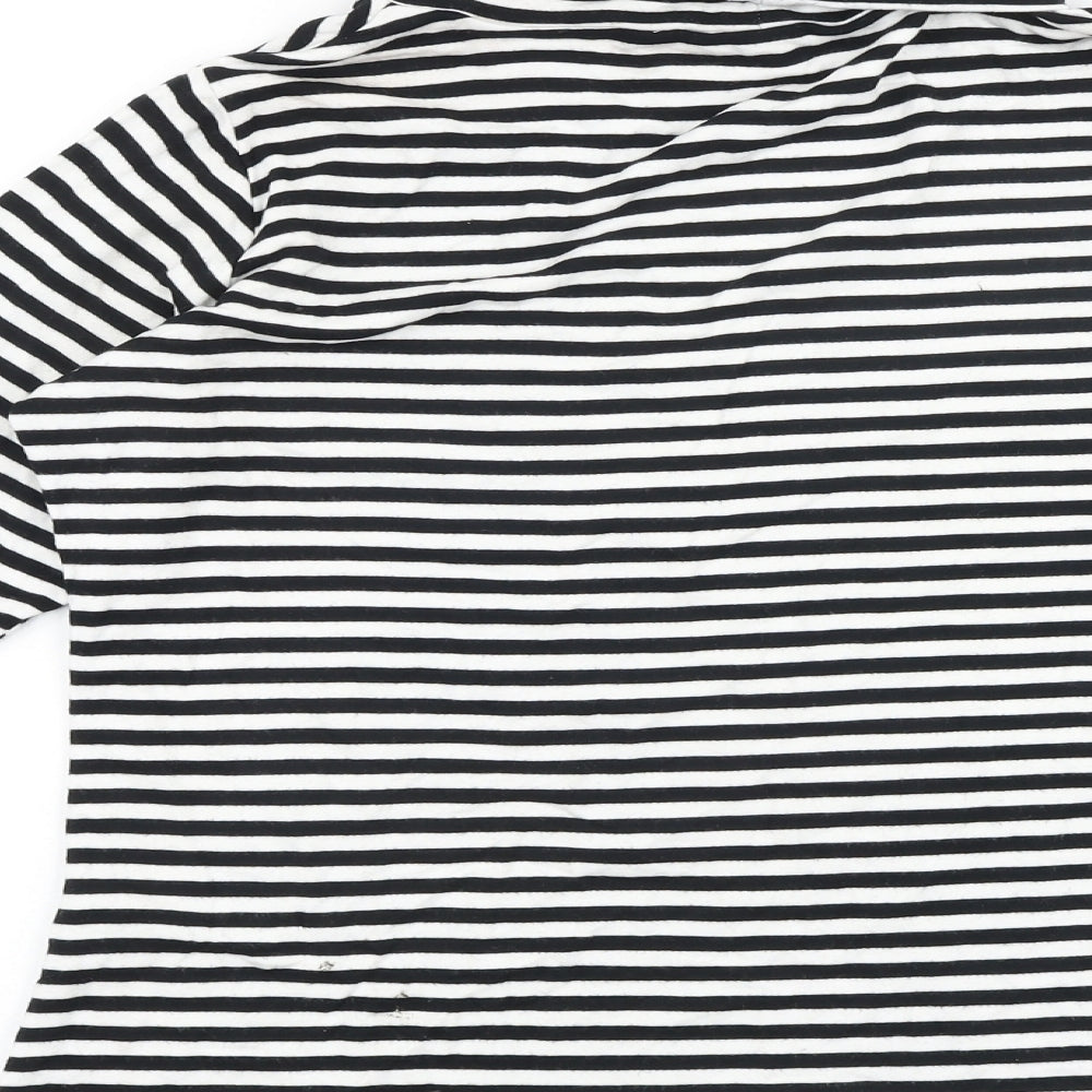 Joules Womens Black Striped Viscose Basic T-Shirt Size 10 Roll Neck