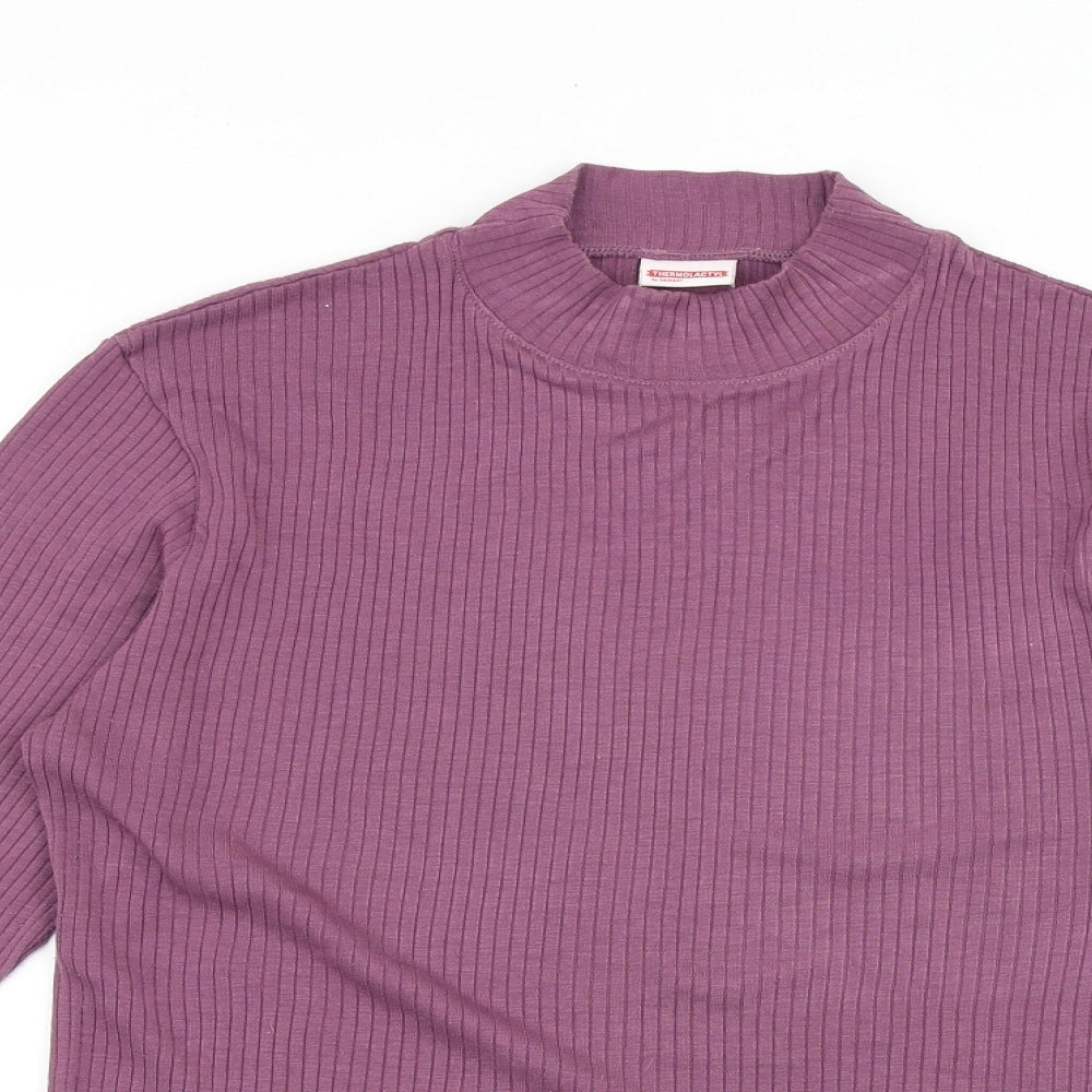 Thermalactive Womens Purple Modacrylic Basic T-Shirt Size S Mock Neck