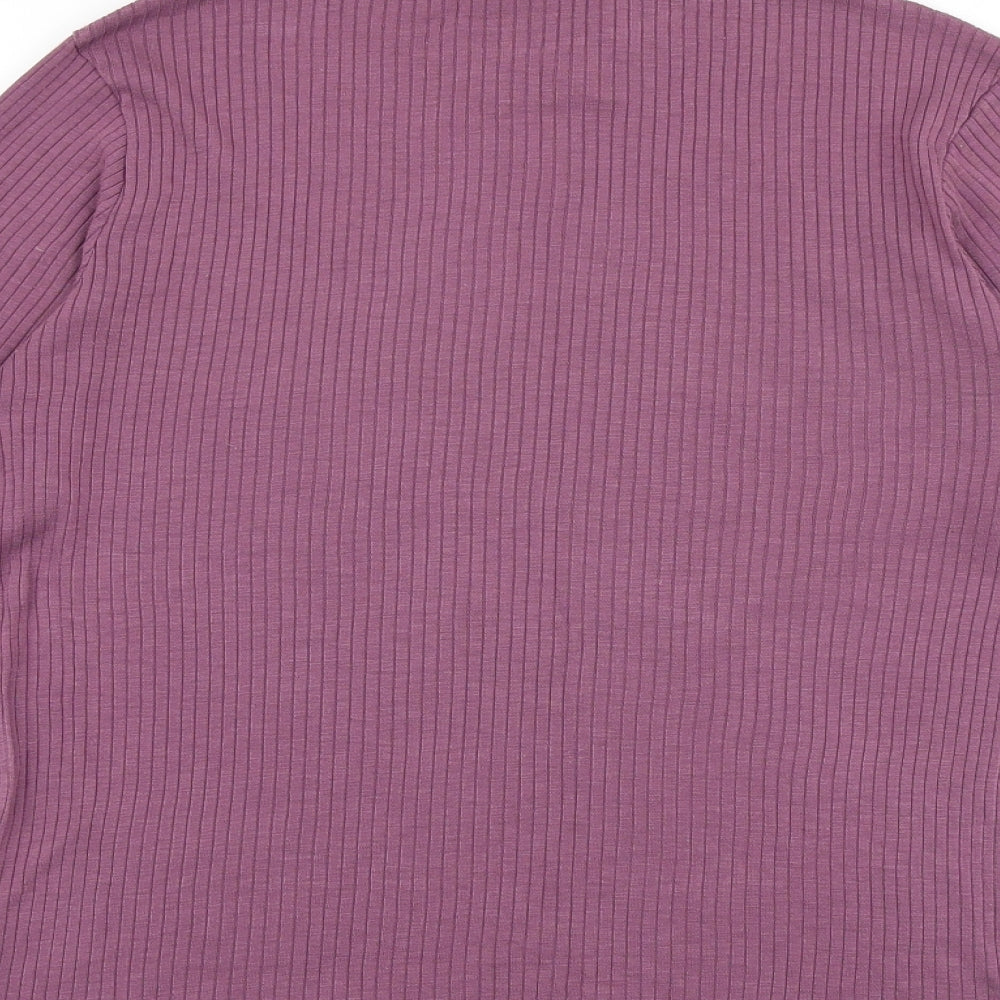 Thermalactive Womens Purple Modacrylic Basic T-Shirt Size S Mock Neck