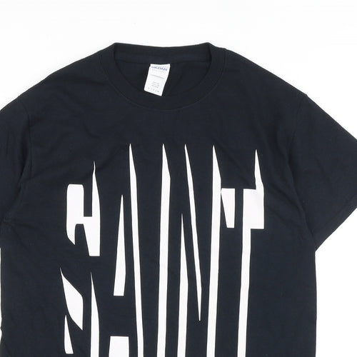 Gildan Mens Black Cotton T-Shirt Size S Round Neck - Saint