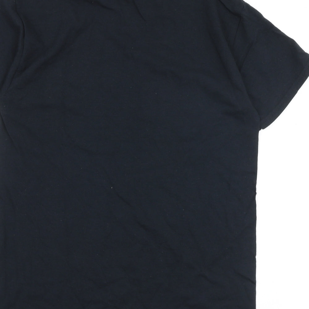 Gildan Mens Black Cotton T-Shirt Size S Round Neck - Saint