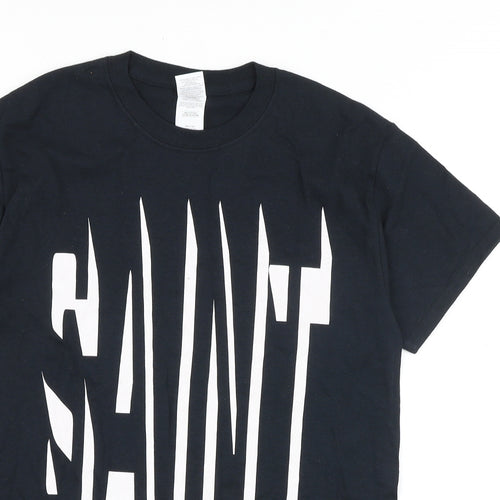 Gildan Mens Black Cotton T-Shirt Size S Round Neck - Saint