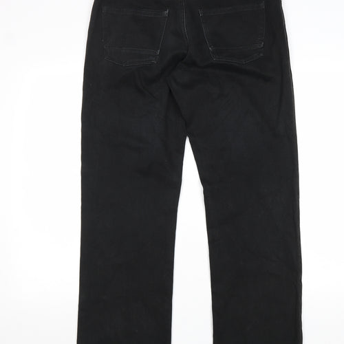 Heritage Mens Black Cotton Straight Jeans Size 34 in L32 in Regular Zip