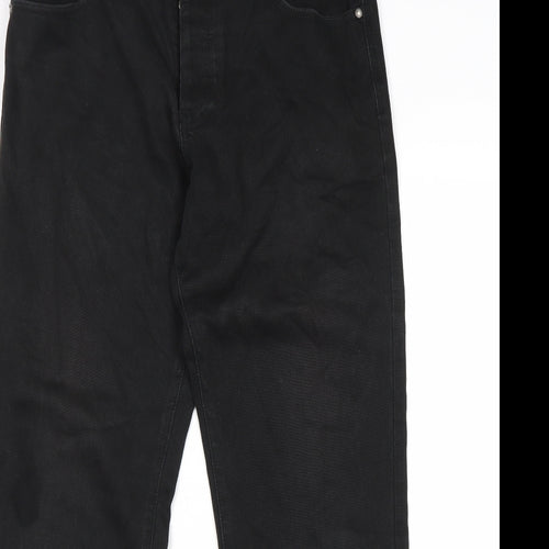 Heritage Mens Black Cotton Straight Jeans Size 34 in L32 in Regular Zip