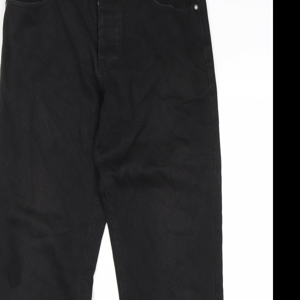 Heritage Mens Black Cotton Straight Jeans Size 34 in L32 in Regular Zip