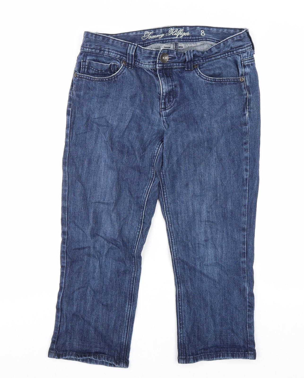 Tommy Hilfiger Womens Blue Cotton Straight Jeans Size 8 L22 in Regular Zip