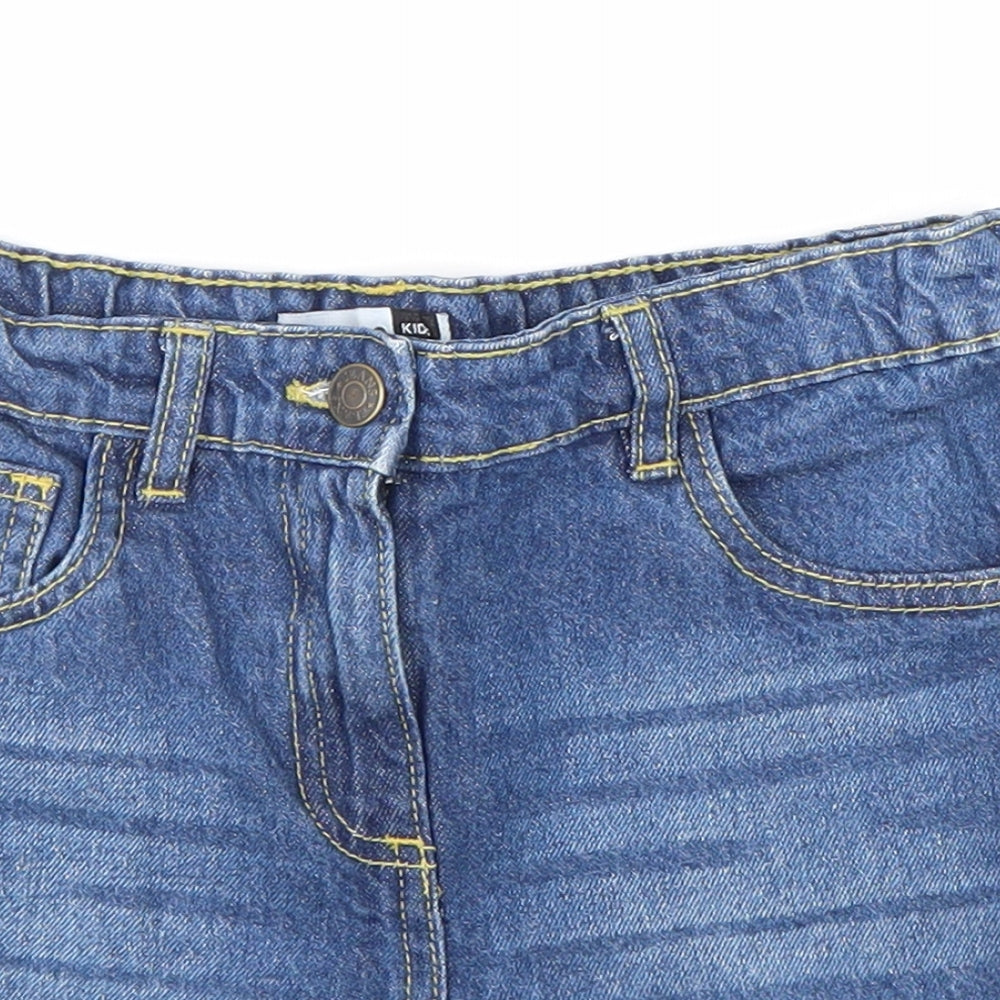 Pep&Co Girls Blue 100% Cotton Hot Pants Shorts Size 10-11 Years Regular Zip - Lace Trim