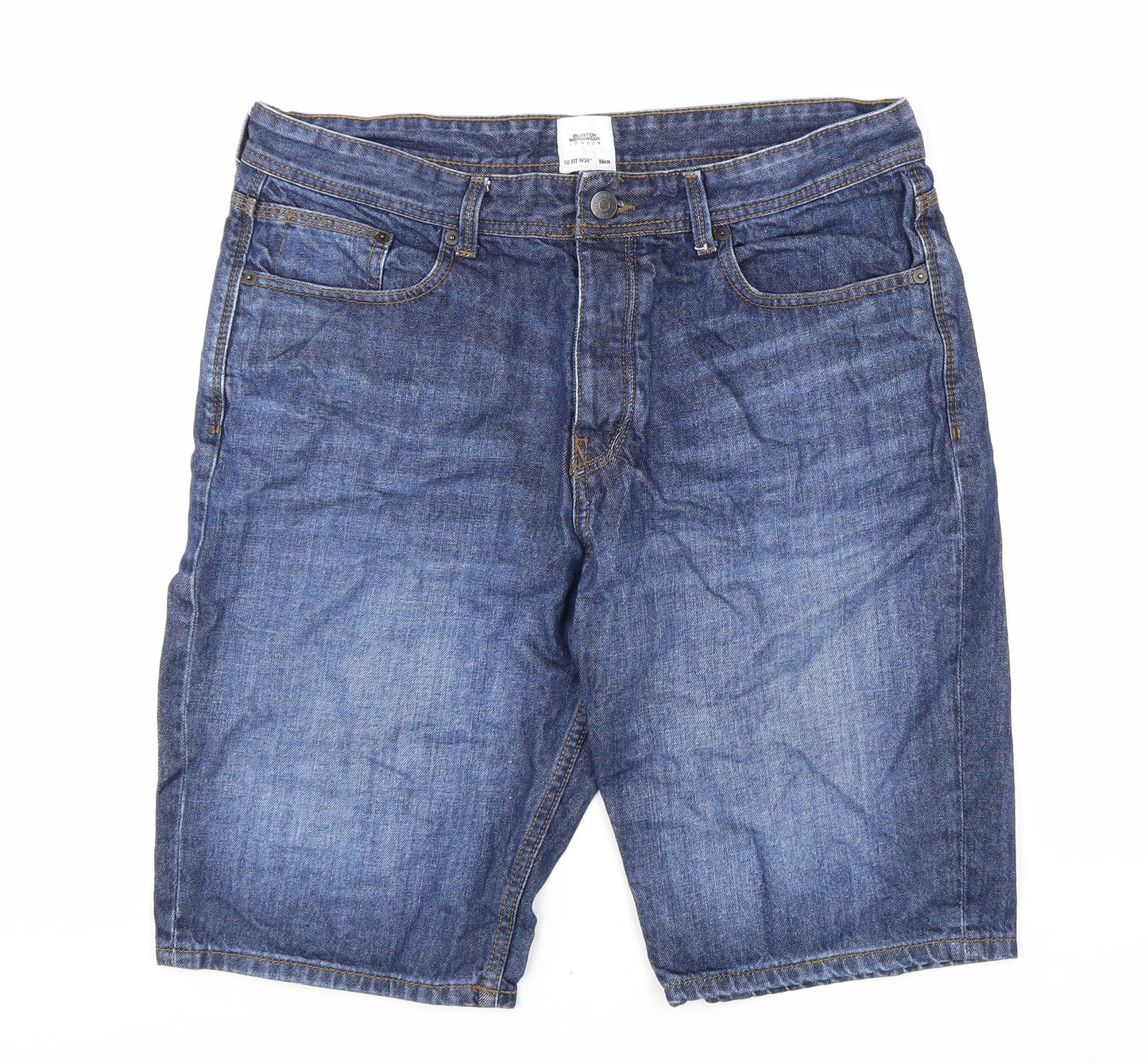 Burton Mens Blue Cotton Biker Shorts Size 34 in L12 in Regular Zip