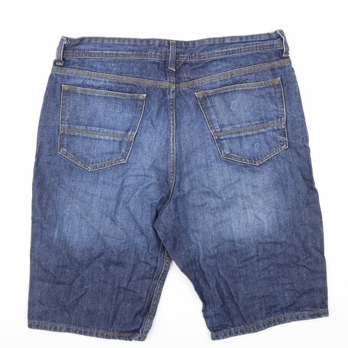 Burton Mens Blue Cotton Biker Shorts Size 34 in L12 in Regular Zip